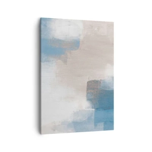 Schilderen op canvas - Roze abstractie achter een blauw gordijn - 50x70 cm
