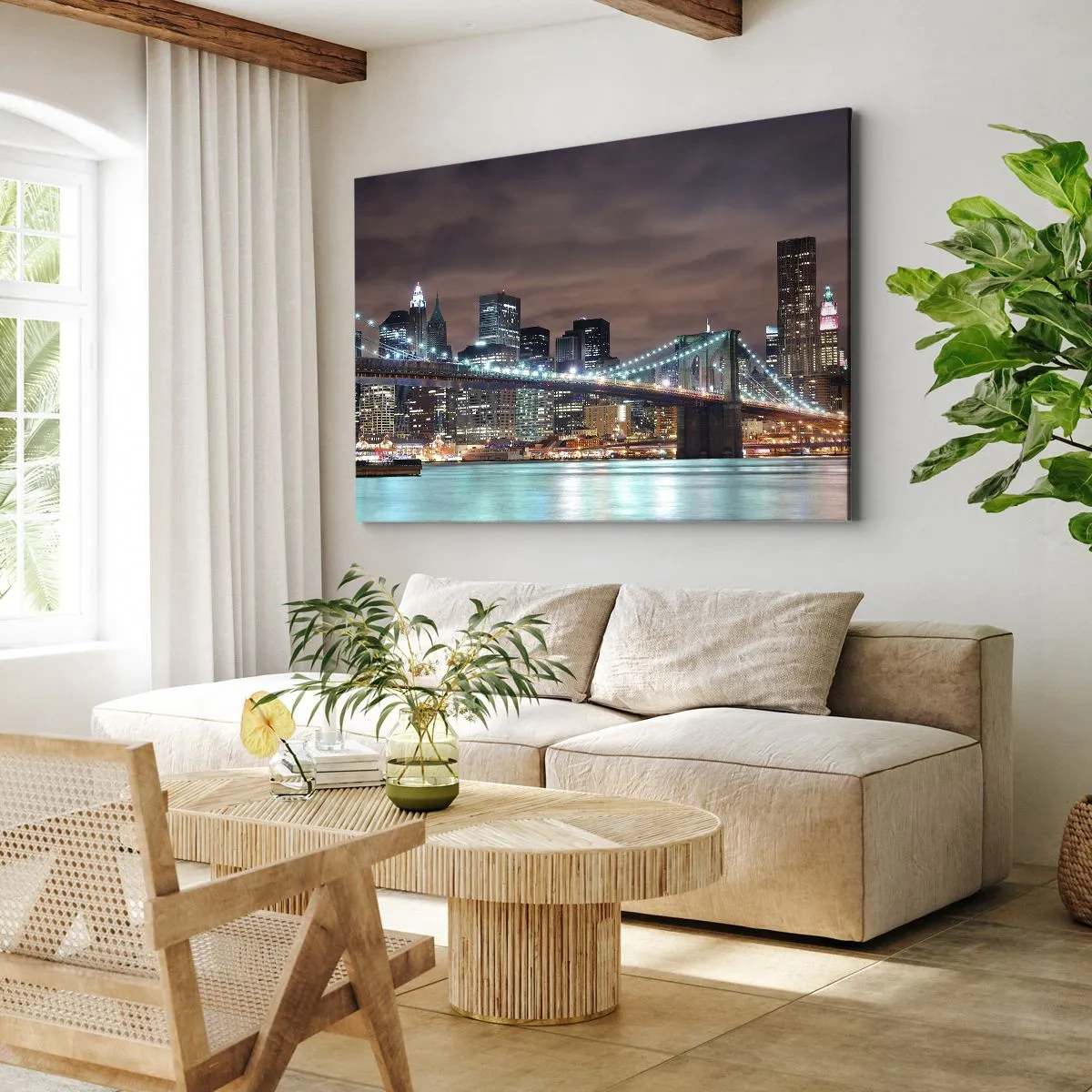 Schilderen op canvas - Lichten van een grote stad - 100x70 cm