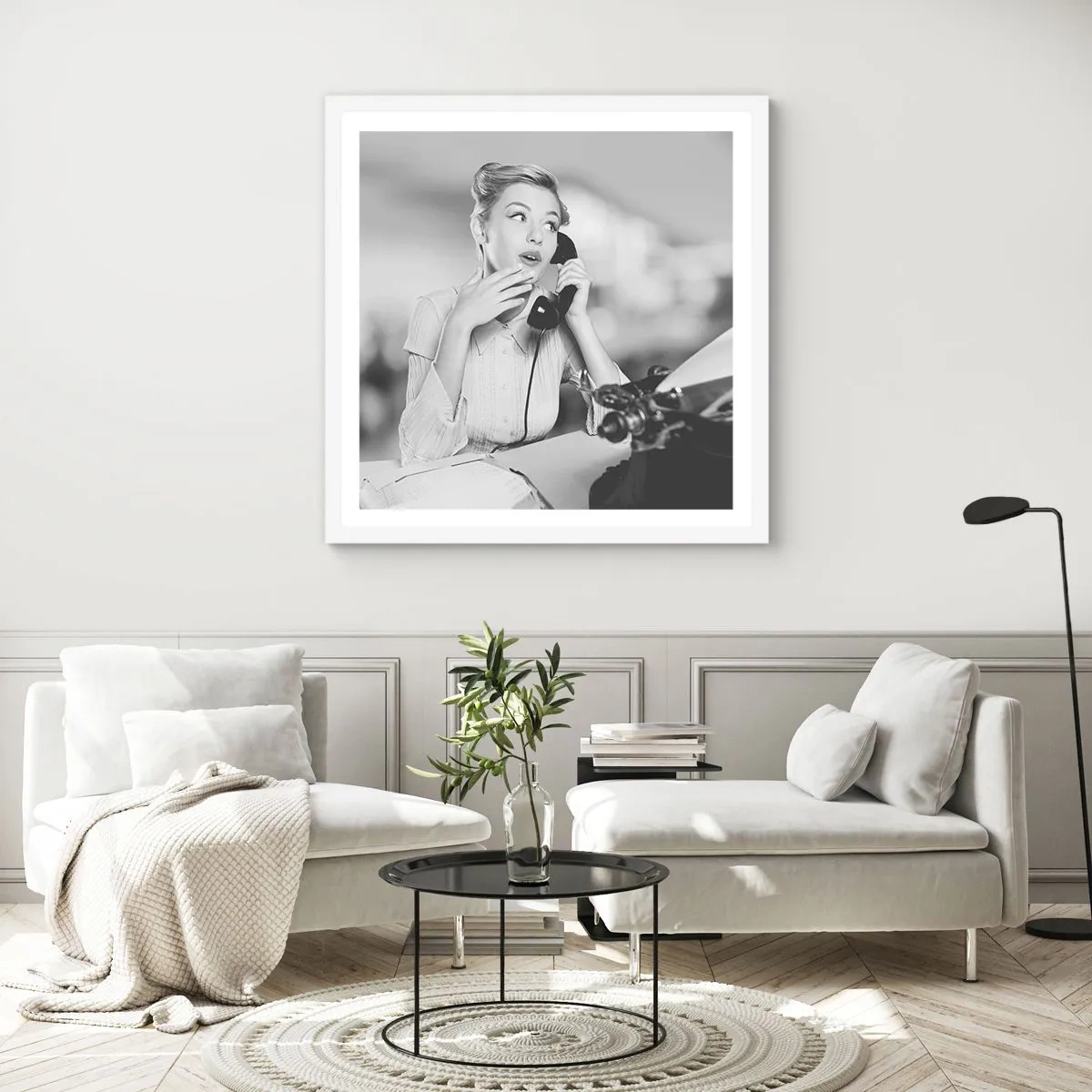 Poster in een witte lijst - Hallo, het zijn de jaren 50. - 50x50 cm