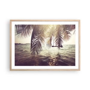 Een poster in een licht eiken lijst - Je kunt naar believen in de wolken slingeren - 70x50 cm