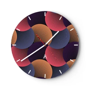 Wandklok - Klok - Kleurrijke concentrische cirkels in een dynamische opstelling - 30x30cm - In een cirkelvormig ritme - Moderne wanddecoratie voor woonkamer, keuken en slaapkamer ARTTOR