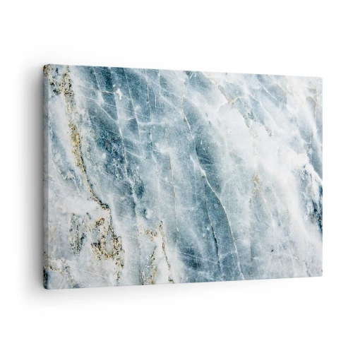 Schilderen op canvas - Marmertextuur in tinten blauw en wit - 70x50cm - Ijs wereld - Moderne wanddecoratie voor woonkamer en slaapkamer ARTTOR