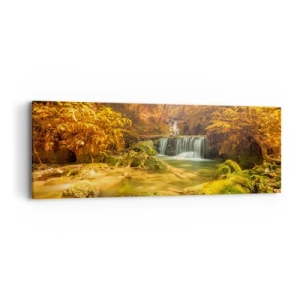 Schilderen op canvas - Boscascade in goud - 90x30 cm