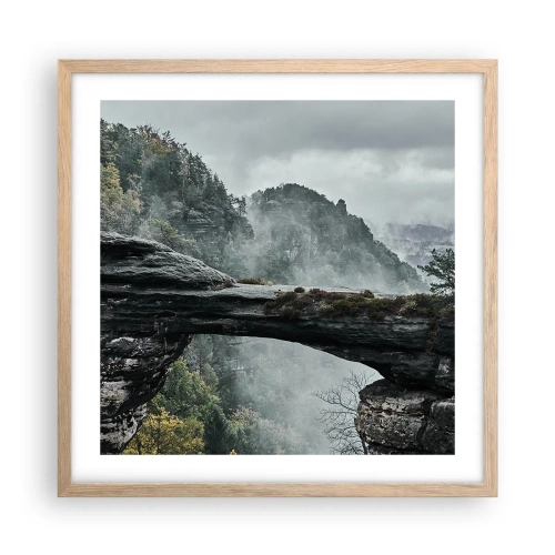 Een poster in een licht eiken lijst - Het avontuur gaat beginnen - 50x50 cm