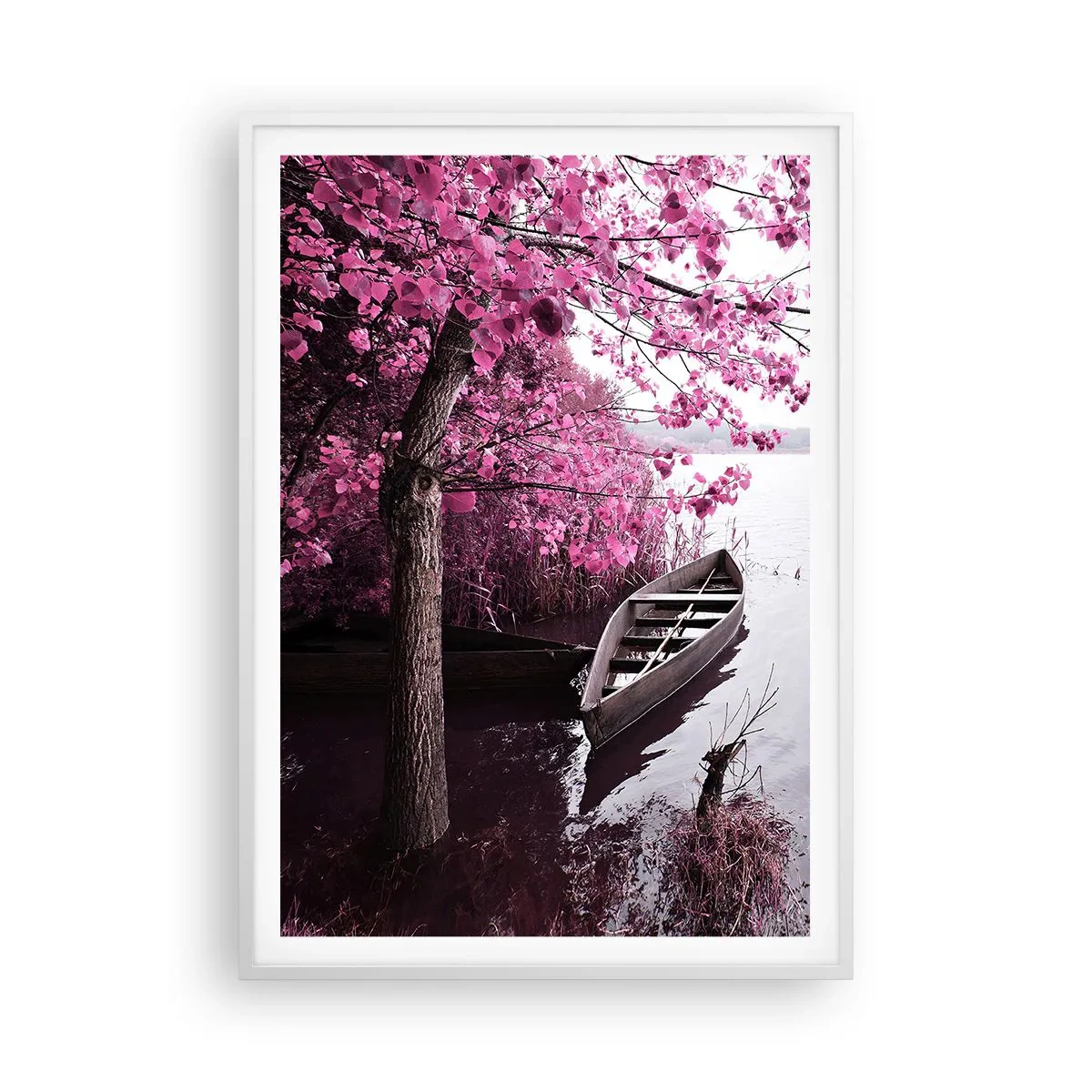 Poster in een witte lijst - In roze stilte - 70x100 cm