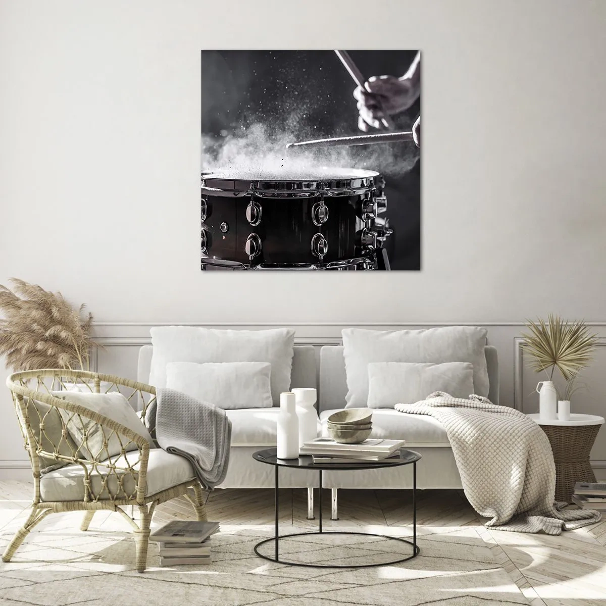 Schilderen op glas - De pols van de muziek - 40x40 cm