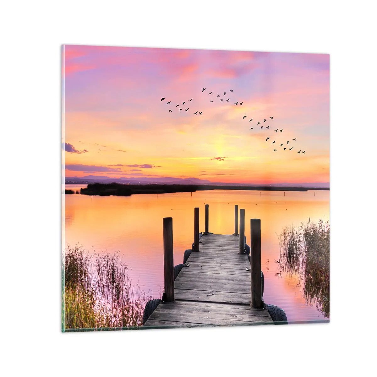 Schilderen op glas - Violet stille dageraad - 70x70 cm