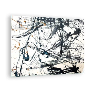 Schilderen op glas - Abstracte vlekken en lijnen op een lichte achtergrond - 70x50cm - Zin of geen zin? - Moderne wanddecoratie voor woonkamer en slaapkamer ARTTOR