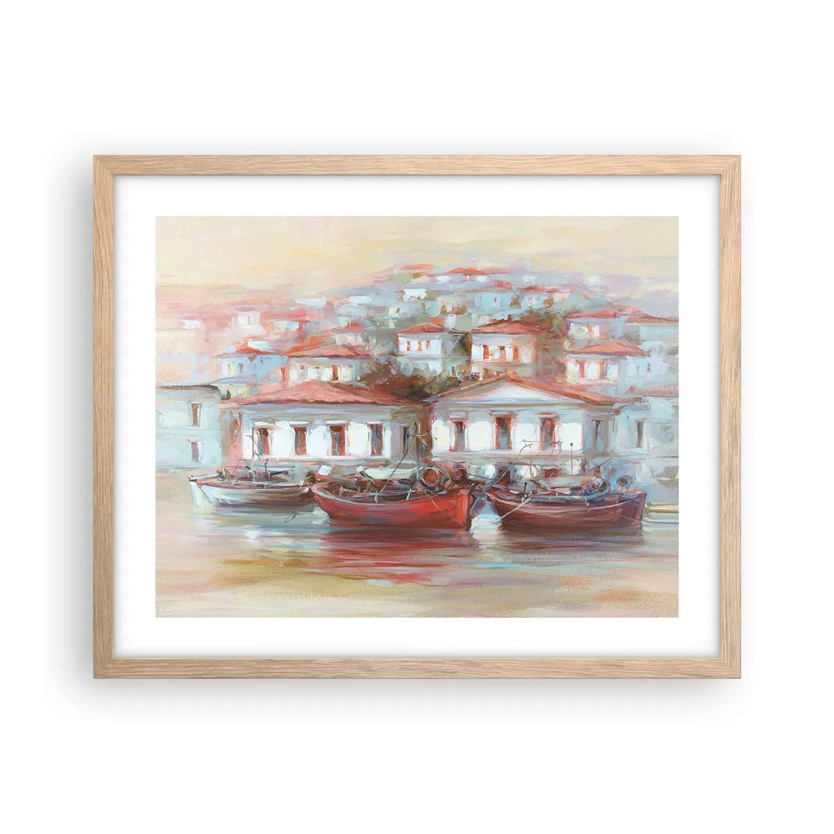 Een poster in een licht eiken lijst - Gelukkige stad - 50x40 cm