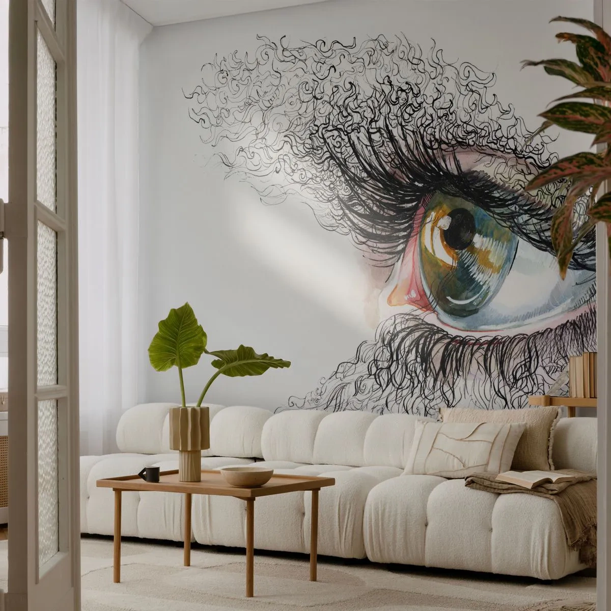 Fotobehang Standard Eco - Kijk recht in de ziel - Abstractie, Grafisch, Oog - 250x175 cm