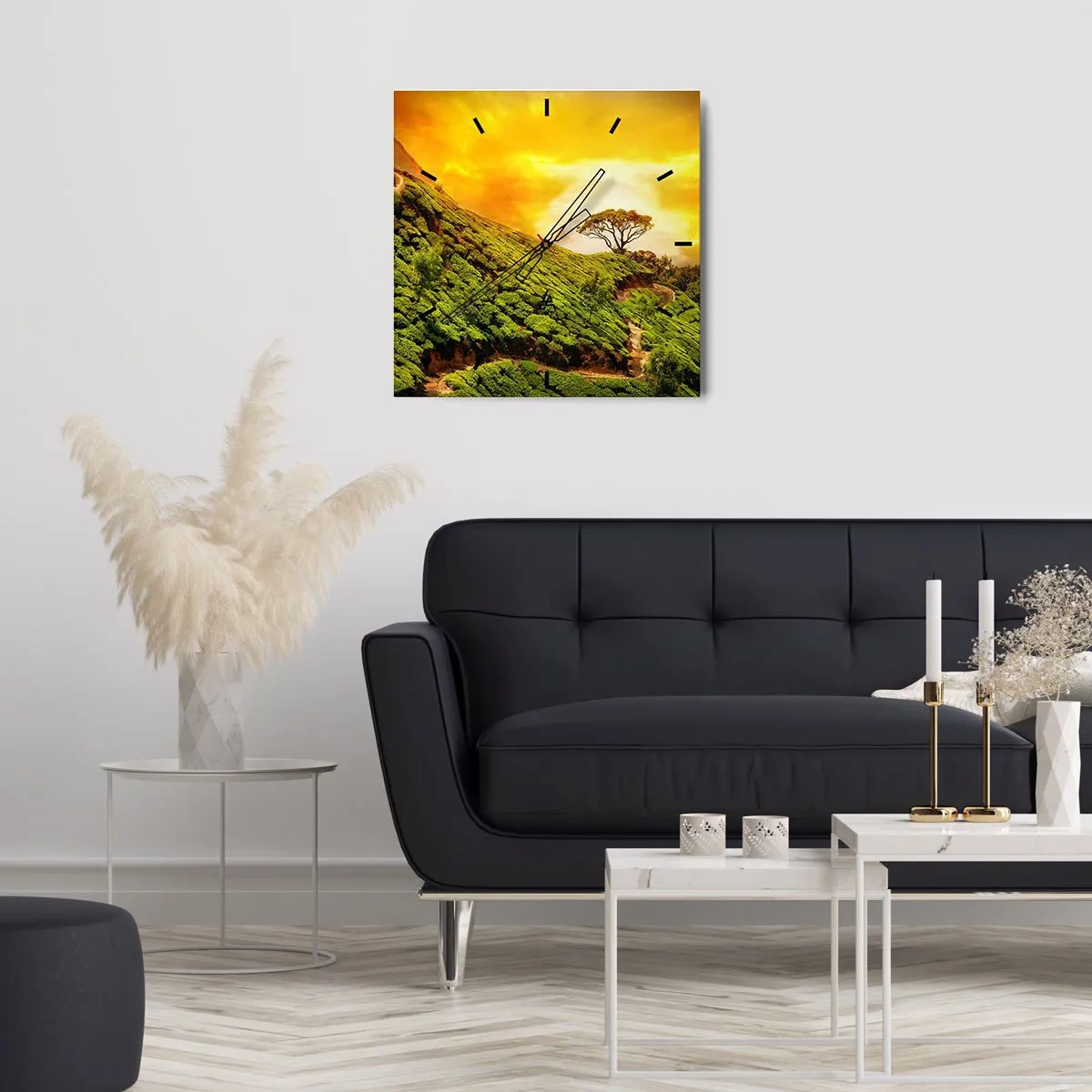 Wandklok - Klok - Een kronkelend pad, een groene helling - 40x40 cm