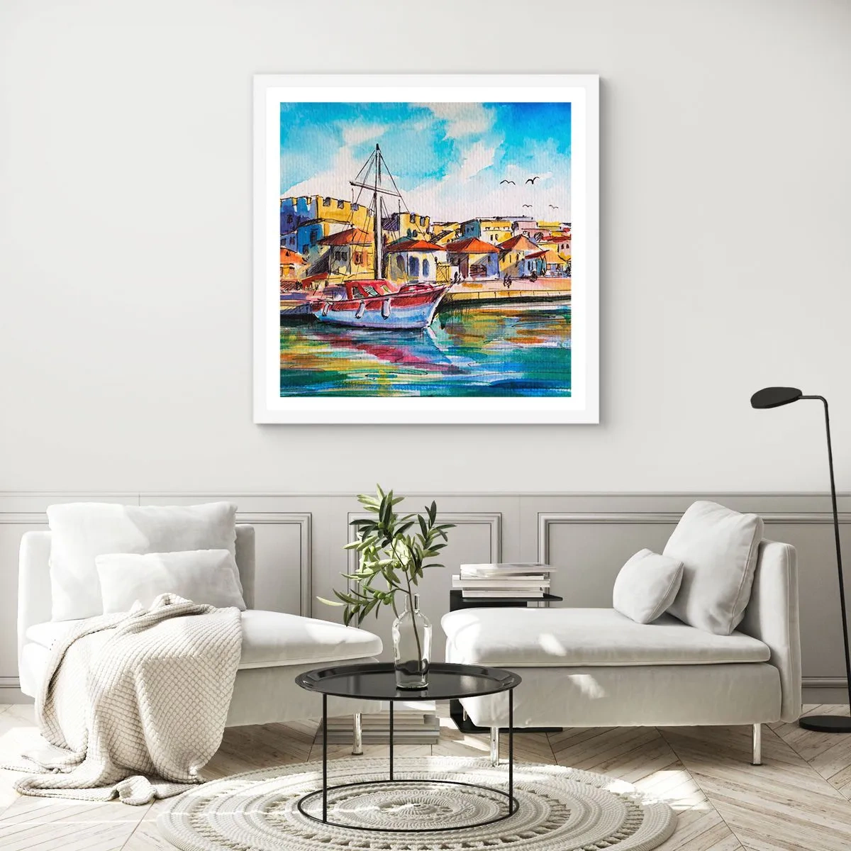 Poster in een witte lijst - Regenboogmiddag - 60x60 cm