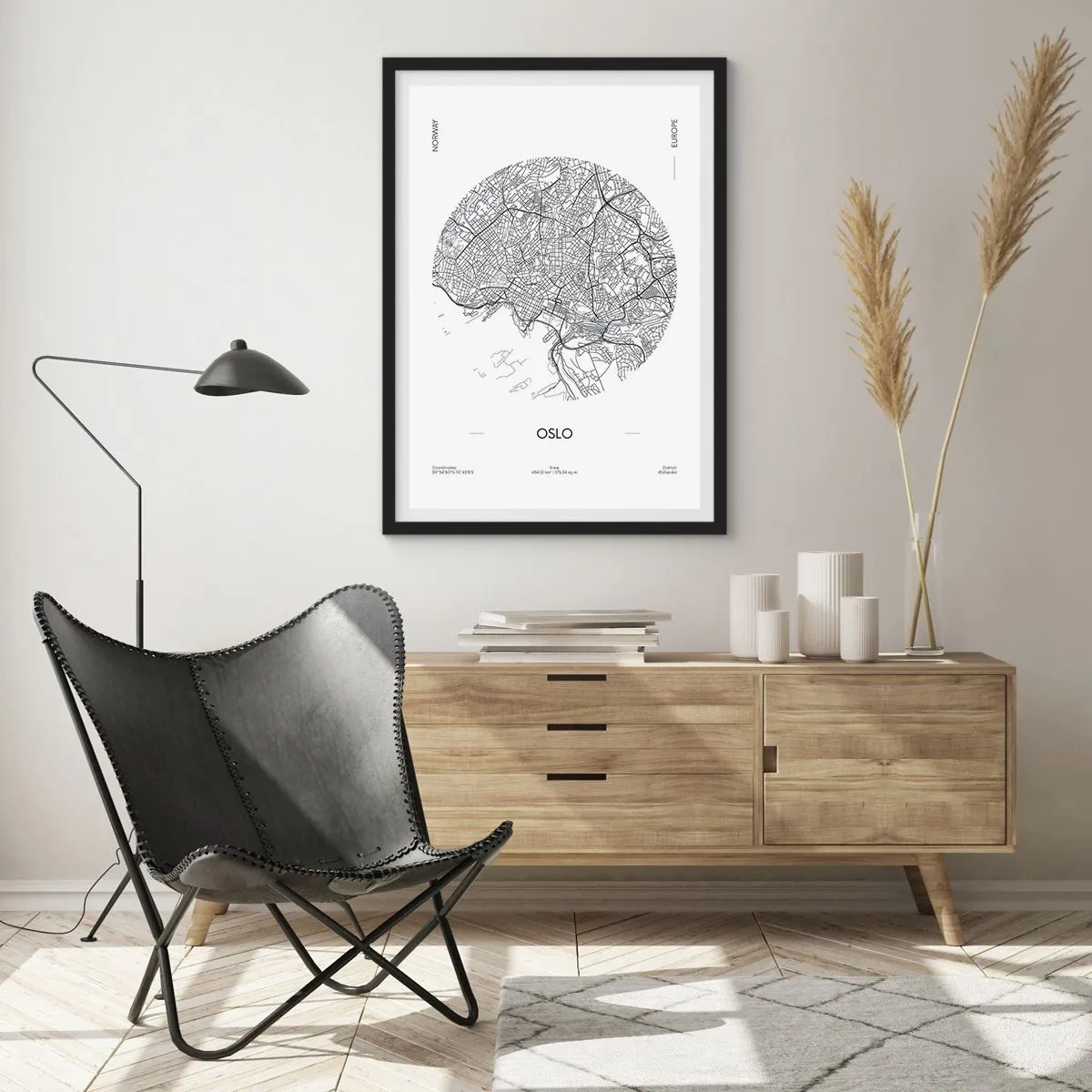 Poster in een zwarte lijst - Anatomie van Oslo - 40x50 cm