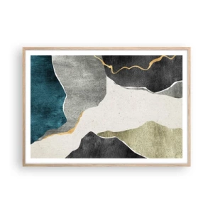 Een poster in een licht eiken lijst - Mozaïekcompositie met gouddraad - 100x70 cm