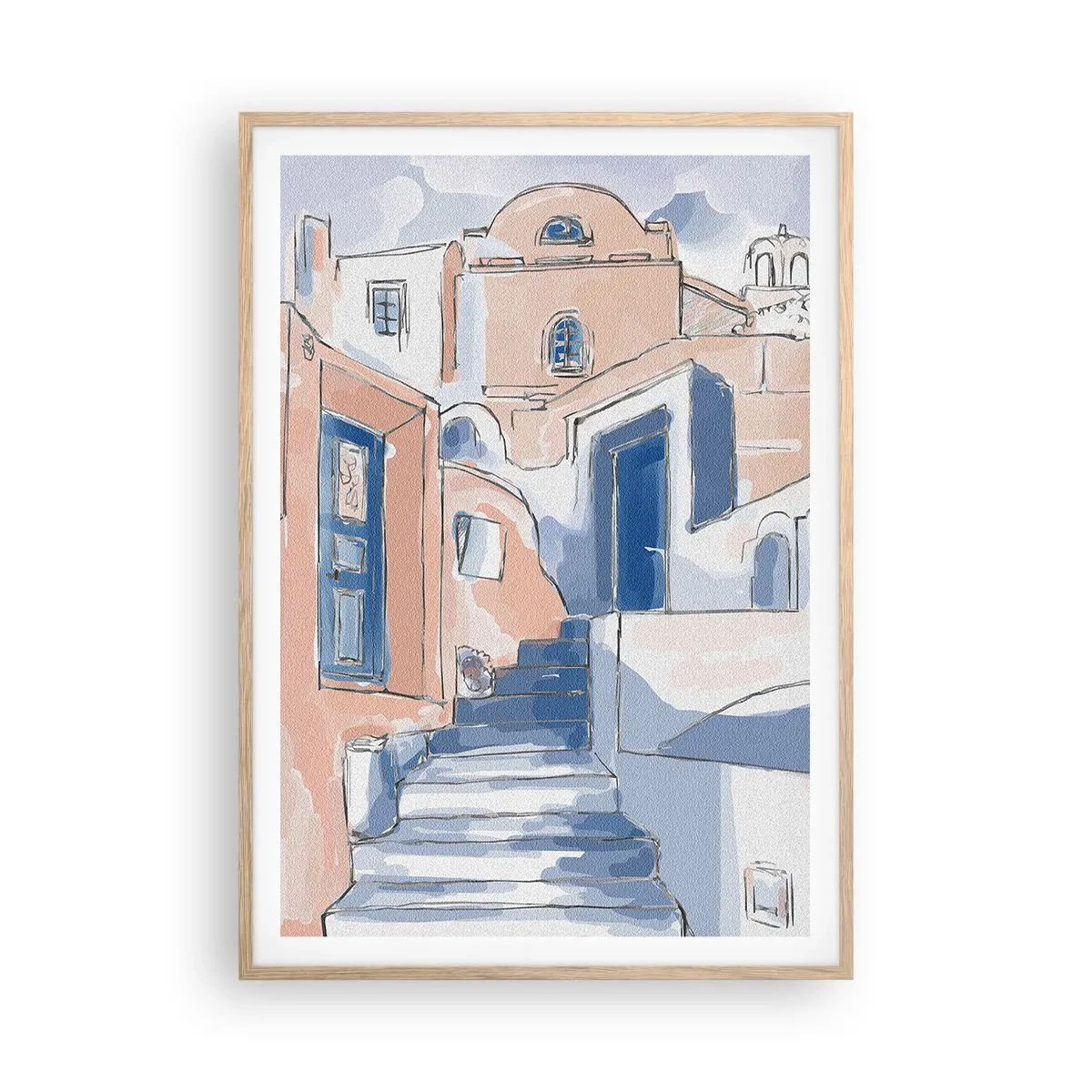 Een poster in een licht eiken lijst - Exotische stad - 70x100 cm