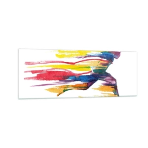 Schilderen op glas - Rennend over de regenboog - 140x50 cm