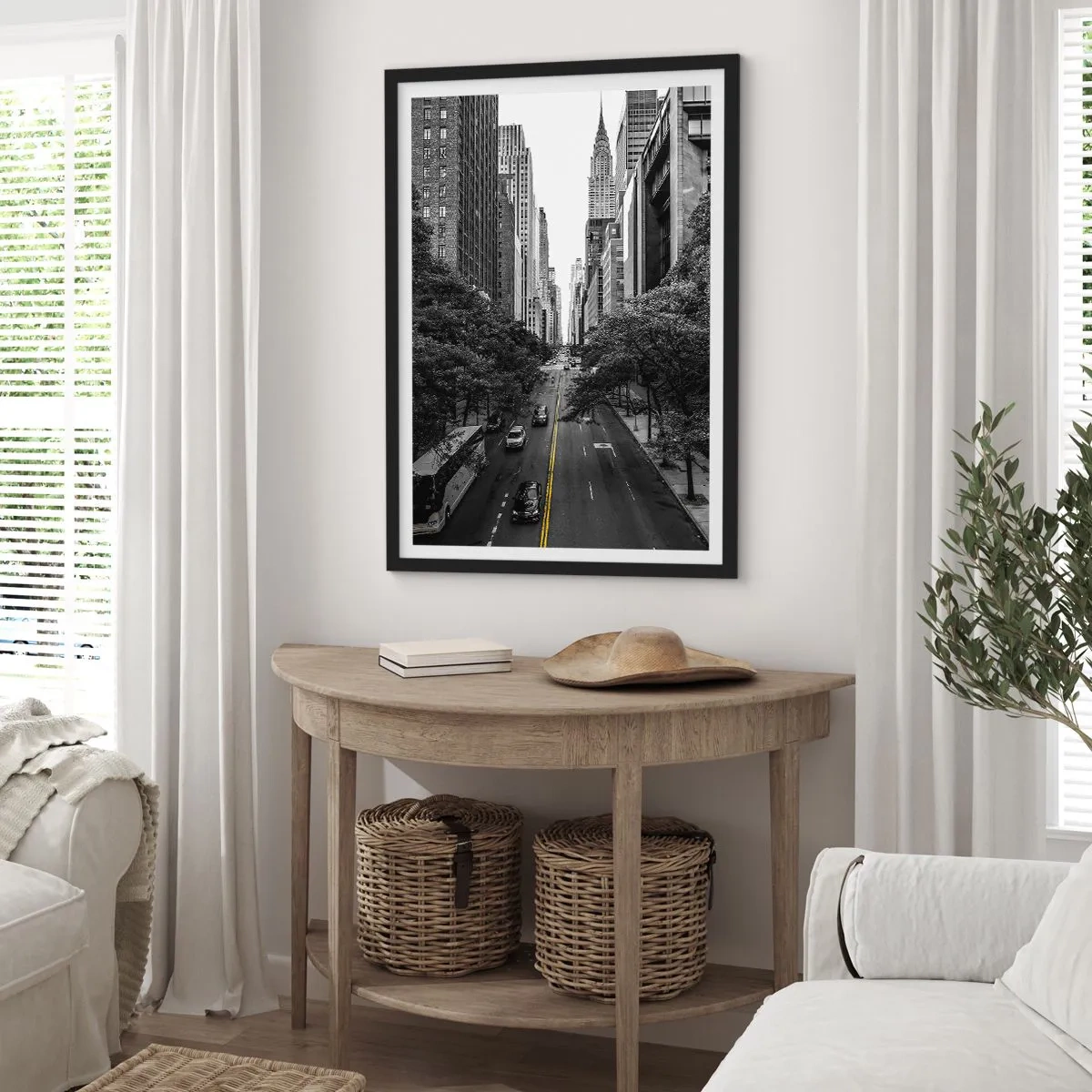 Poster in een zwarte lijst - New York ochtend - 70x100 cm