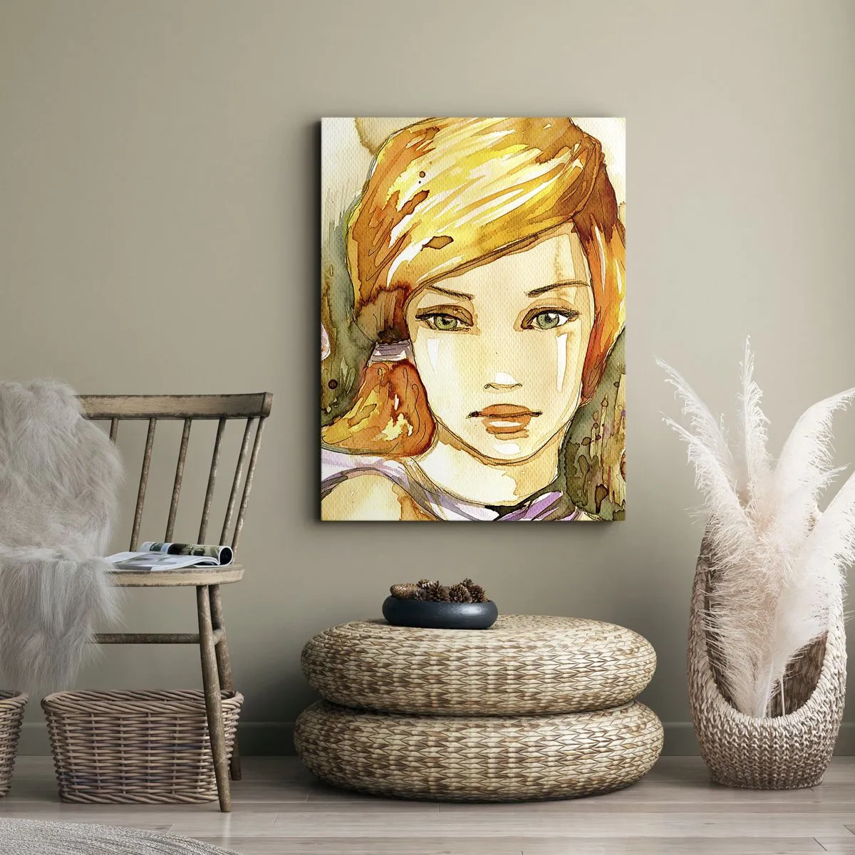 Schilderen op canvas - Een smaragdgroene look die woede kalmeert - 65x120 cm