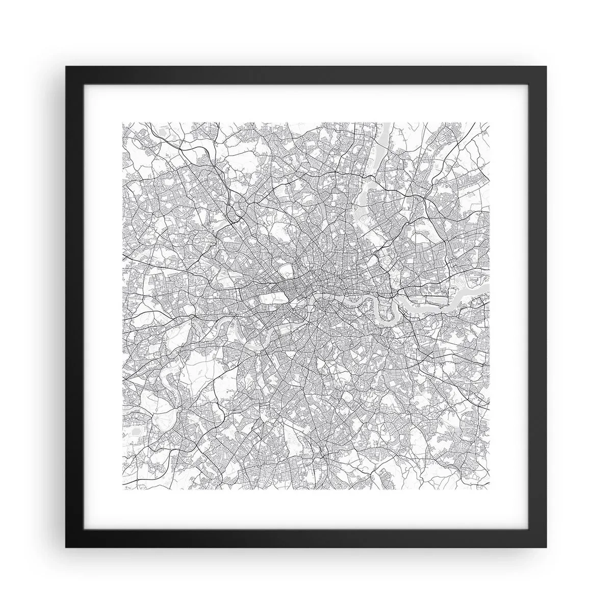 Poster in een zwarte lijst - Kaart van het doolhof van Londen - 40x40 cm