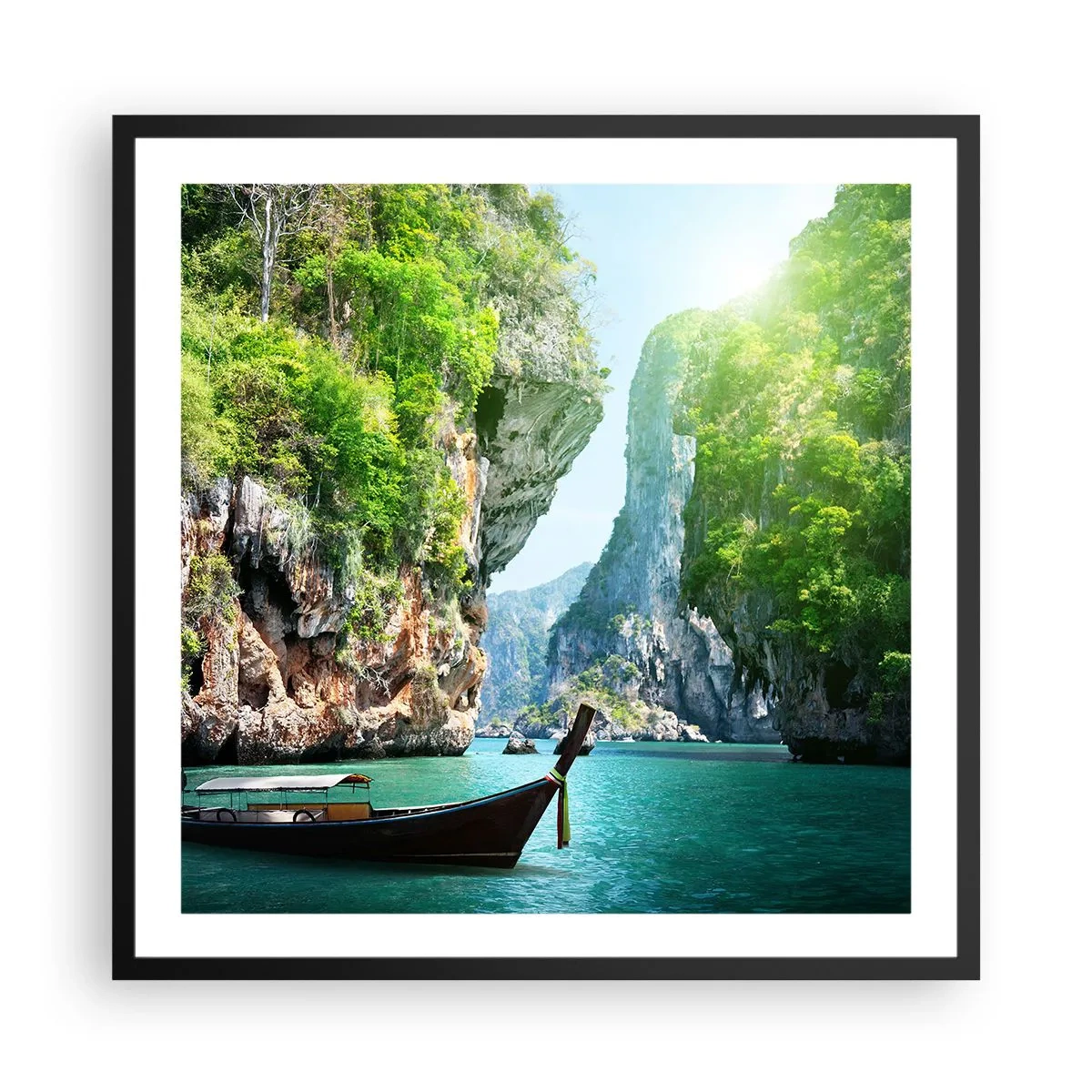 Poster in een zwarte lijst - Een uitnodiging voor een exotische reis - 60x60 cm