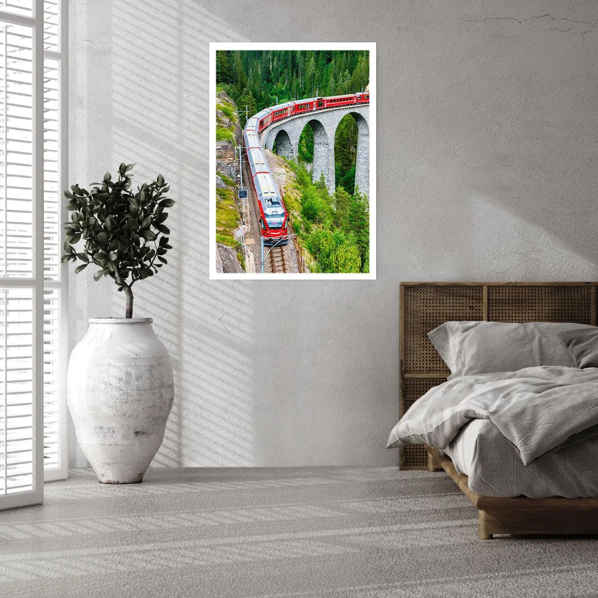 Poster - Spoorlijn voor uitzicht op de bergen - 30x40 cm