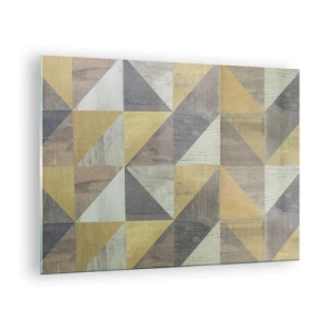 Schilderen op glas - Geometrisch patroon van driehoeken in gedempte kleuren - 70x50cm - Op de hoek van de driehoek - Moderne wanddecoratie voor woonkamer en slaapkamer ARTTOR