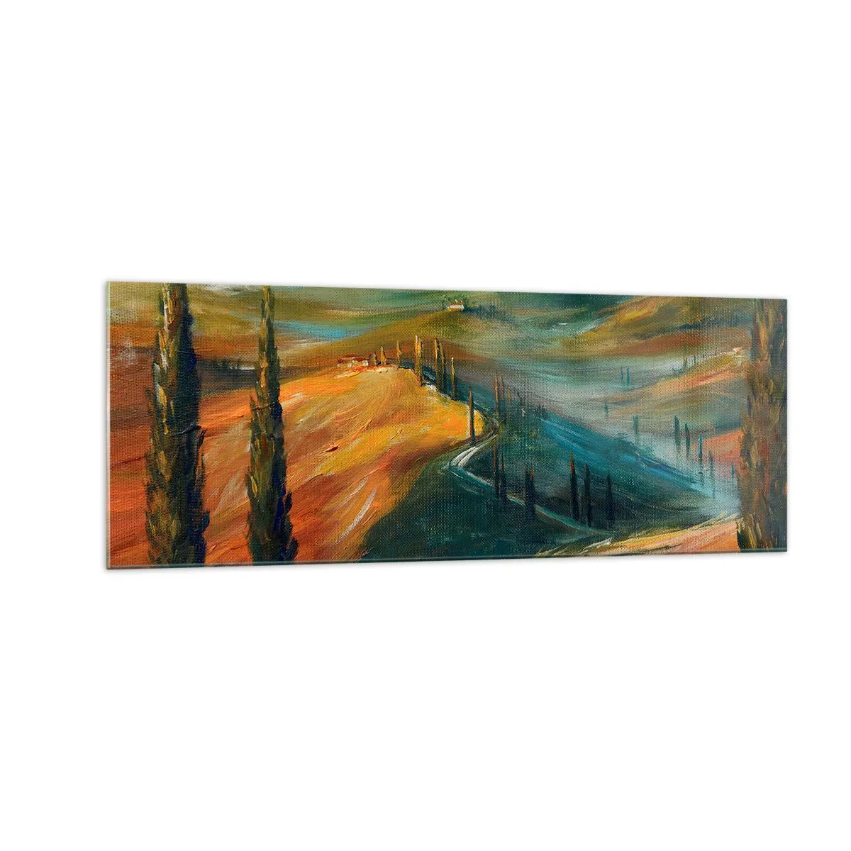 Schilderen op glas - Toscaans landschap - 140x50 cm