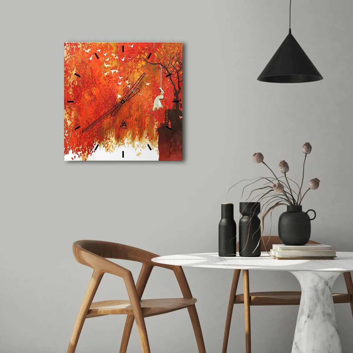 Wandklok - Klok - Zal hij met hen vliegen? - 30x30 cm