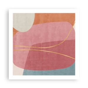Poster - Pastelkleurcompositie met gouddraad - 60x60 cm