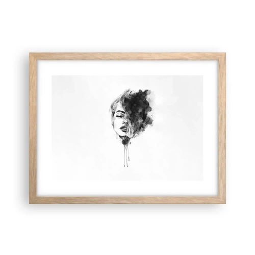 Een poster in een licht eiken lijst - Waar droomt het meisje over? - 40x30 cm