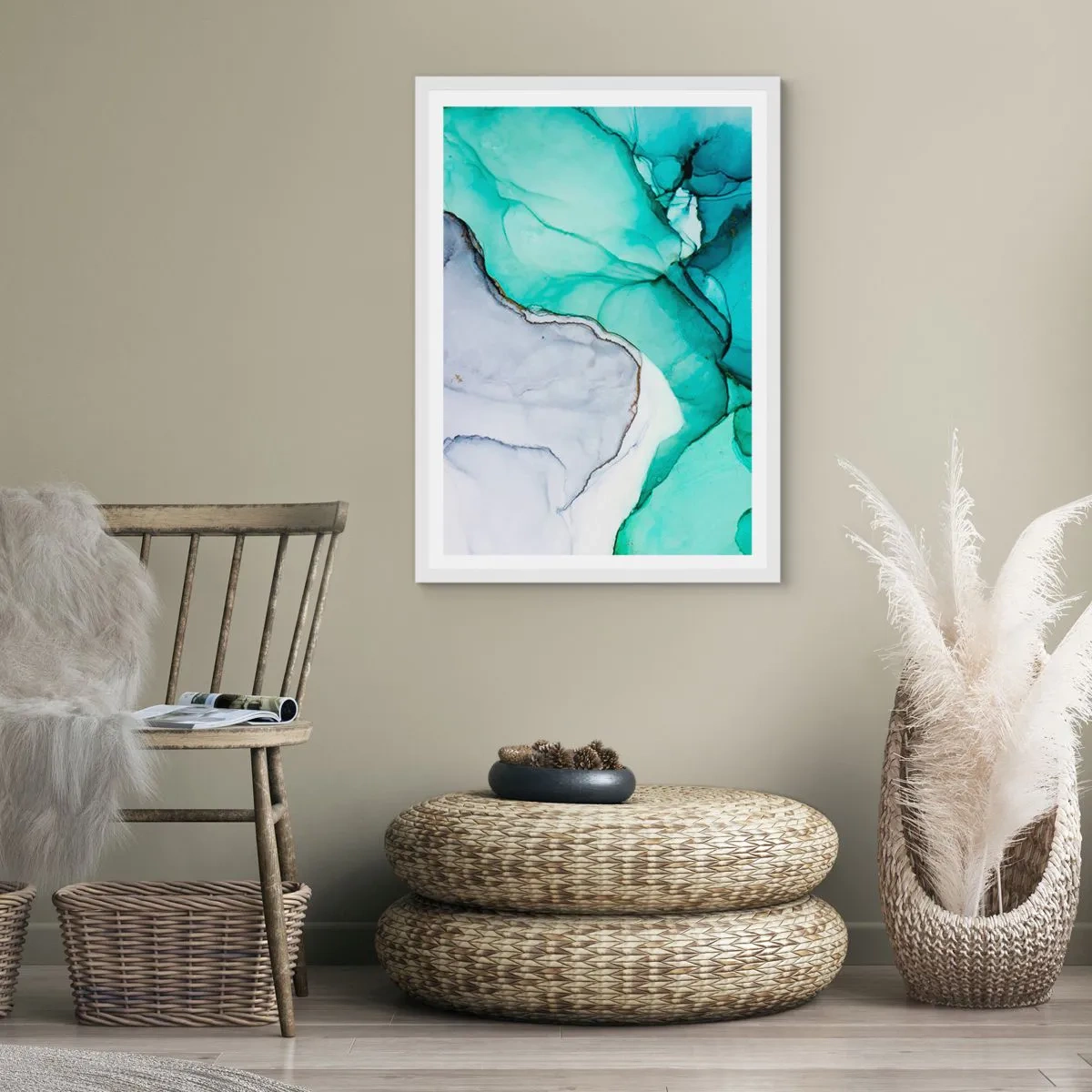 Poster in een witte lijst - Een studie in turkoois - 40x50 cm