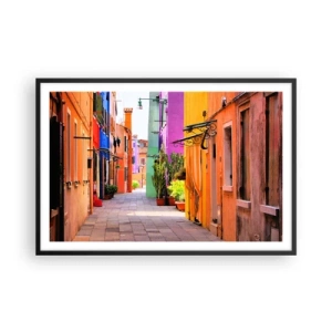 Poster in een zwarte lijst - Regenboogsteeg - 91x61 cm