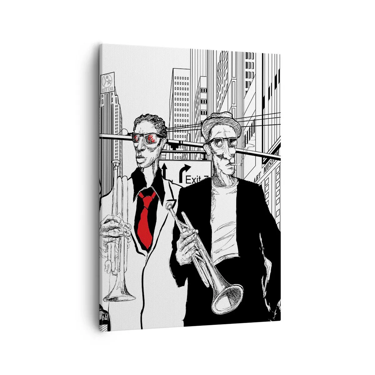Schilderen op canvas - Urban rapsodie in zwart en rood - 50x70 cm