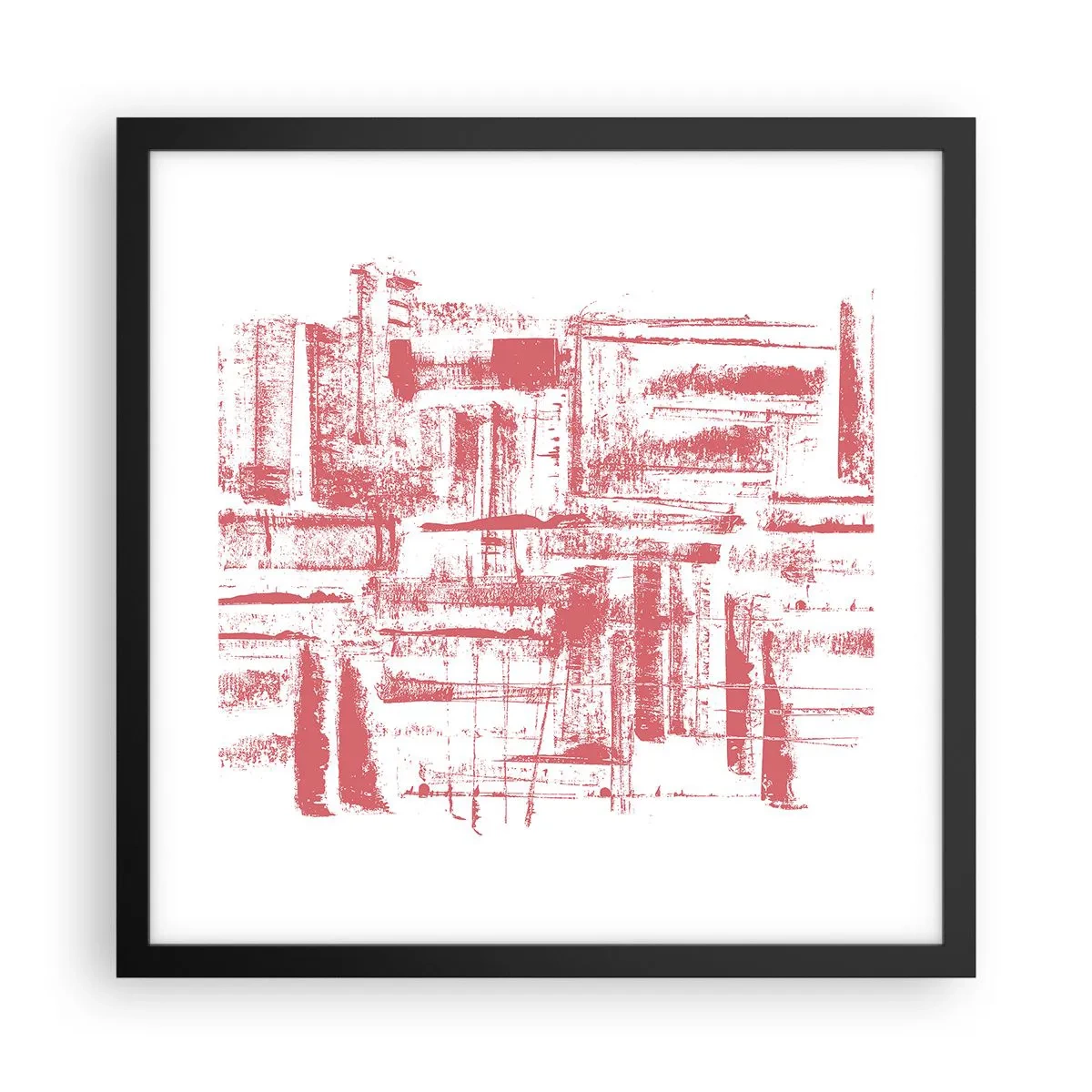Poster in een zwarte lijst - De rode stad - 40x40 cm