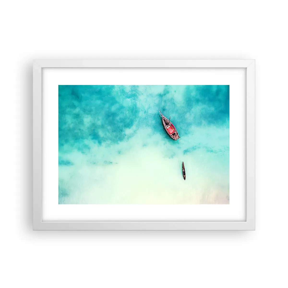 Poster in een witte lijst - Want op de stranden van Zanzibar, wanneer het teveel aan water ... - 40x30 cm