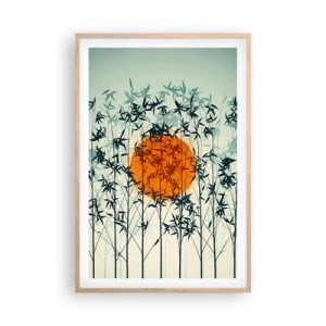 Een poster in een licht eiken lijst - Japanse zon - 61x91 cm