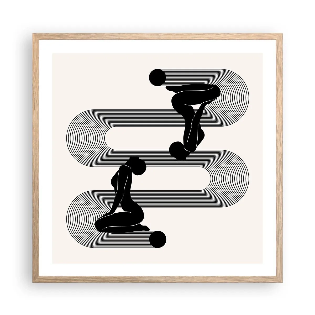 Een poster in een licht eiken lijst - Sensuele symmetrie - 60x60 cm