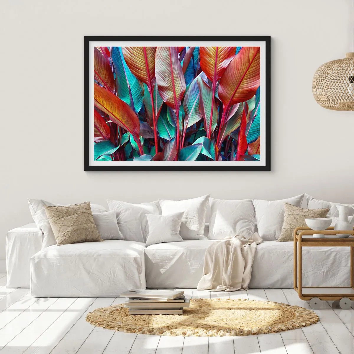 Poster in een zwarte lijst - Een kleurrijk struikgewas - 40x30 cm