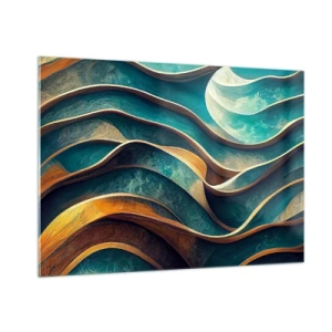 Schilderen op glas - Meanders van blauw - 100x70 cm