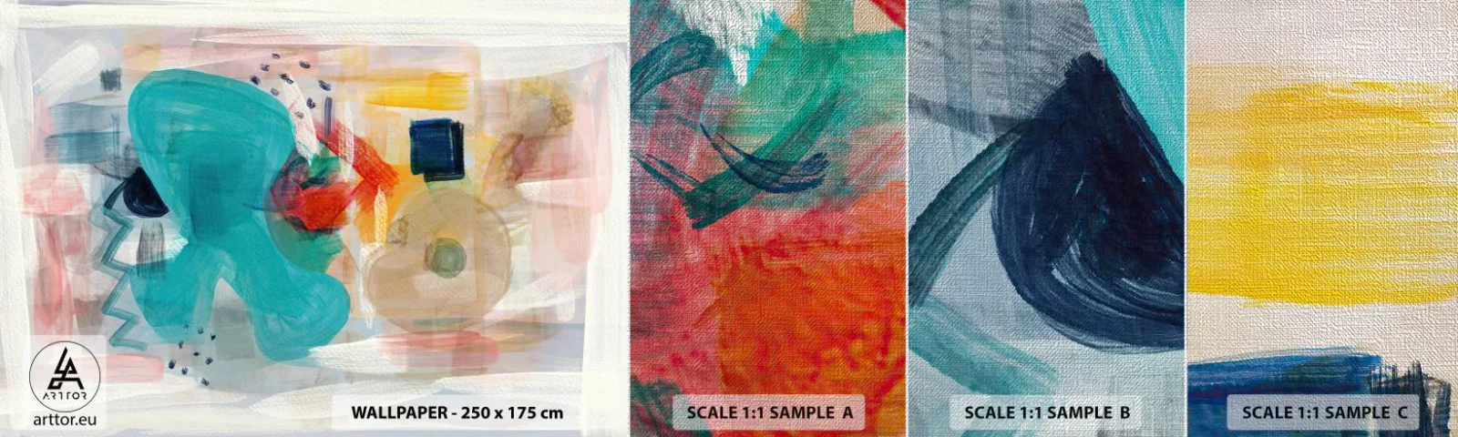 Fotobehang Monster Premium Canvas - Kleurrijk spel - Abstractie, Verven, Deel - 100x30 cm