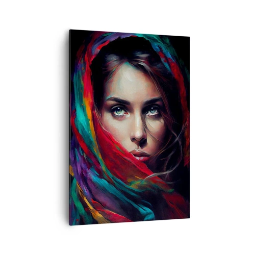 Schilderen op canvas - Mysterie met groene ogen - 70x100 cm