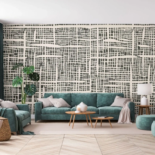 Fotobehang Premium Canvas - Geweven compositie - Abstractie, Grafisch, Deel - 500x350 cm