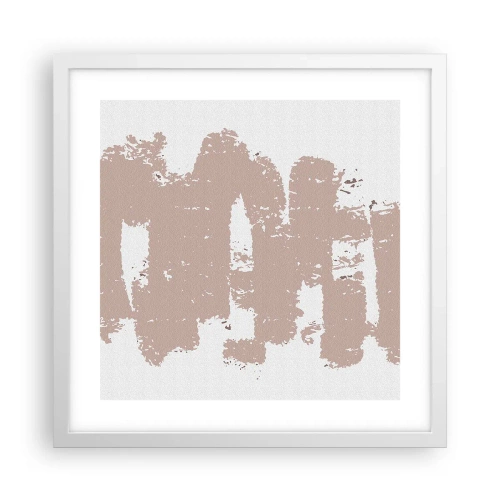 Poster in een witte lijst - Abstractie in zachtroze - 40x40 cm