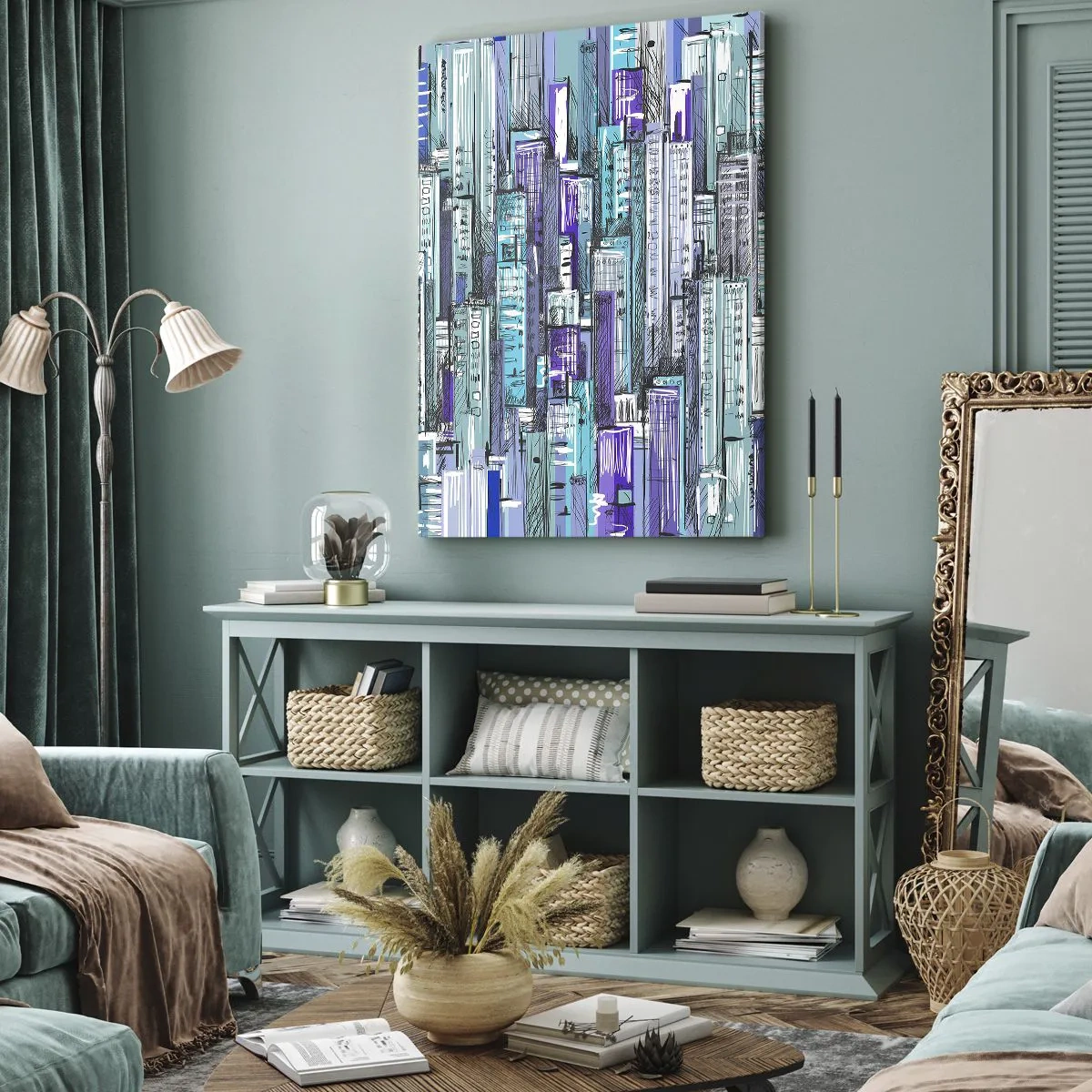 Schilderen op canvas - Blauwachtig van de hemel - 50x70 cm