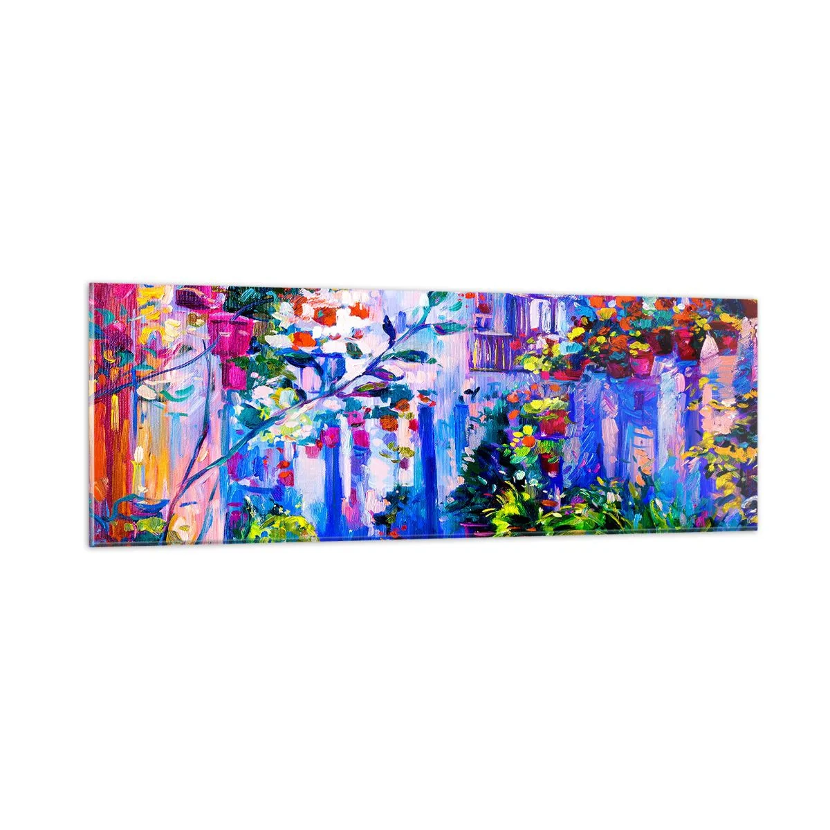 Schilderen op glas - Impressie - een Italiaanse straat - 90x30 cm