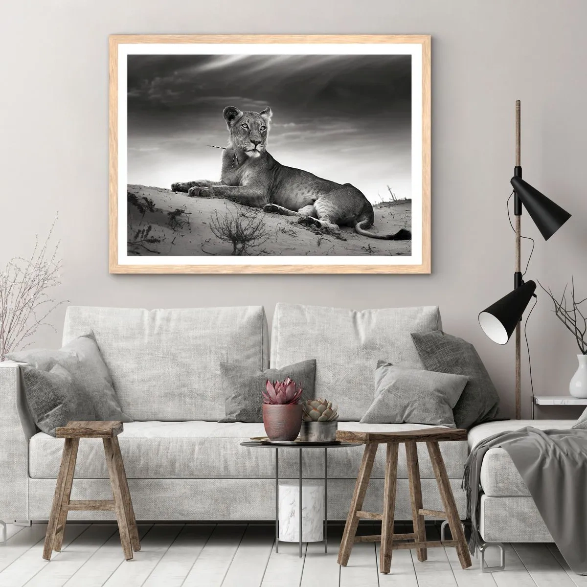 Een poster in een licht eiken lijst - De koningin van de woestijn rust - 50x40 cm