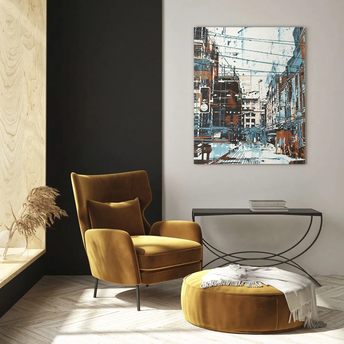 Schilderen op glas - Een versleten stadspad - 50x70 cm