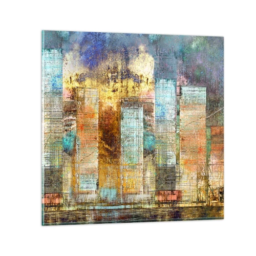 Schilderen op glas - Een zonnige metropool - 40x40 cm