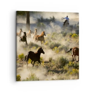 Schilderen op canvas - Rivaliteit - vrijheid of mannelijke kracht? - 70x70 cm