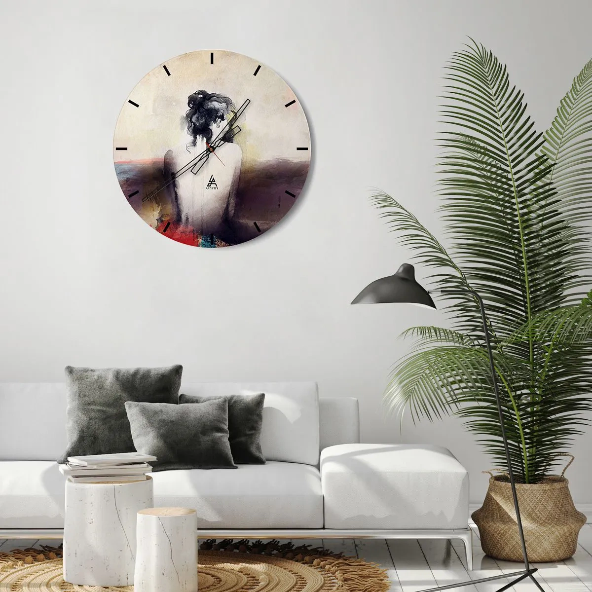 Wandklok - Klok - Vloeiende lijnen, ovale vormen - 40x40 cm